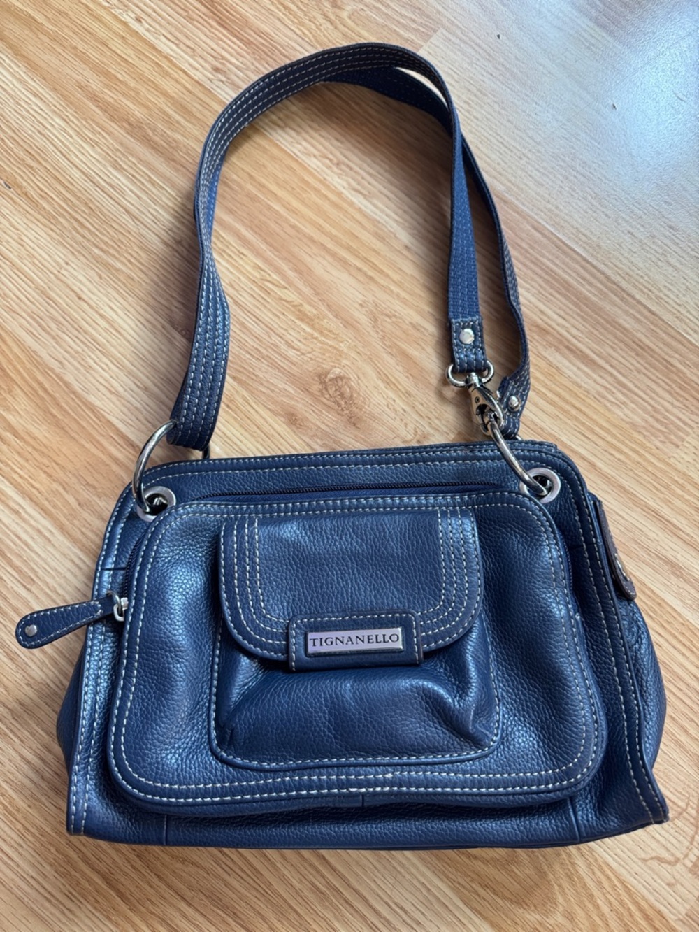Tignanello Genuine Leather Navy Shoulder Bag 🔅